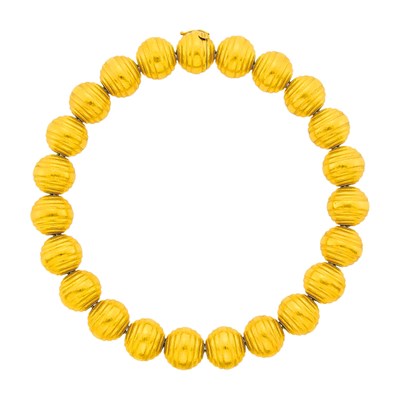 Lot 21 - Ilias Lalaounis Hammered Gold Bead Necklace