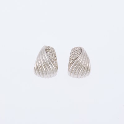 Lot 1088 - Pair of White Gold and Diamond Earclips