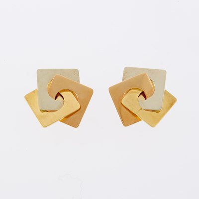 Lot 1030 - Pair of Tricolor Gold Earclips