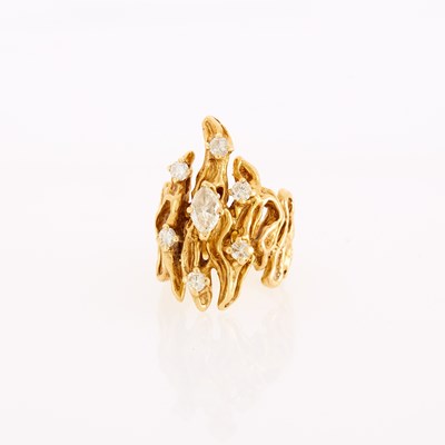 Lot 1201 - Gold and Diamond Abstract Ring