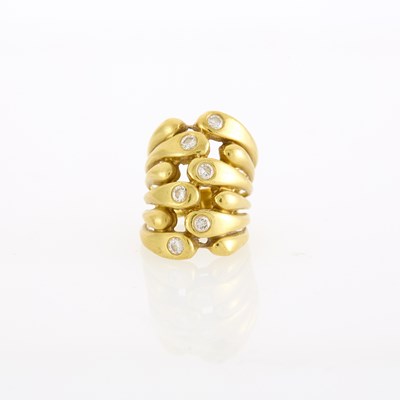 Lot 1039 - Wide Gold and Diamond Band Ring
