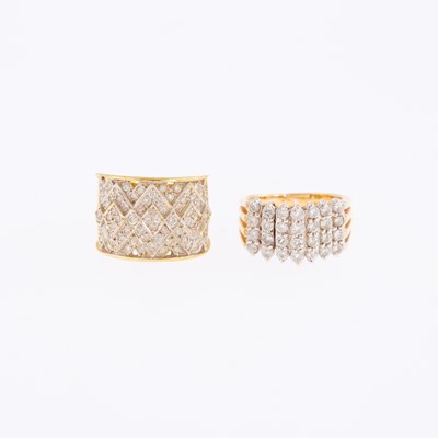 Lot 1285 - Two Two-Color Gold and Diamond Rings