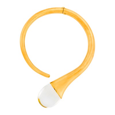 Lot 72 - Ilias Lalaounis Gold and Rock Crystal 'Biosymbols' Torque Necklace