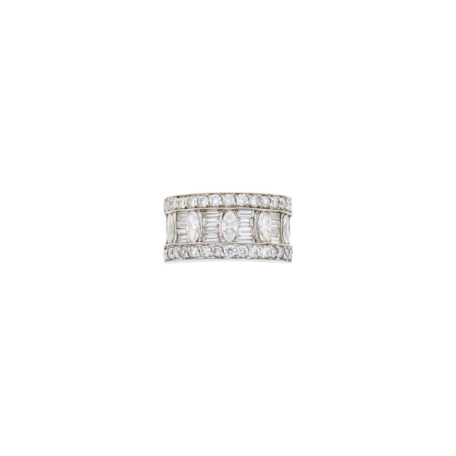 Lot 43 - Wide White Gold and Diamond Band Ring