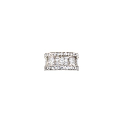 Lot 43 - Wide White Gold and Diamond Band Ring