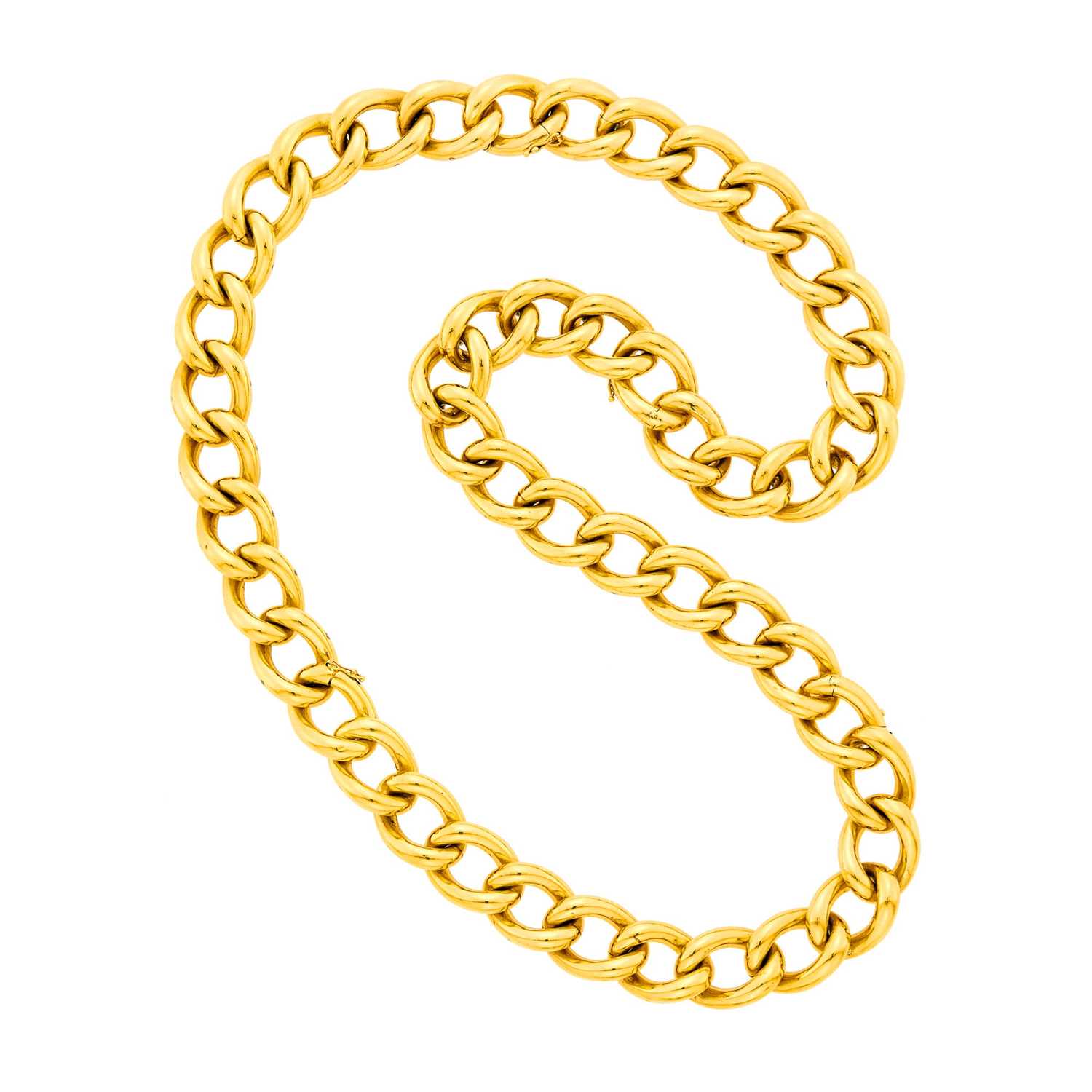 Lot 95 - Long Gold Curb Link Necklace/Bracelets Combination