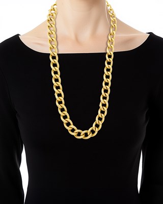 Lot 95 - Long Gold Curb Link Necklace/Bracelets Combination