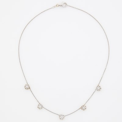 Lot 1086 - White Gold and Diamond Floret Necklace