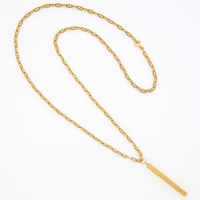 Lot 1162 - Gold 'I Love You' Pendant with Long Chain Necklace