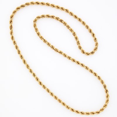 Lot 1174 - Long Rope-Twist Gold Chain Necklace