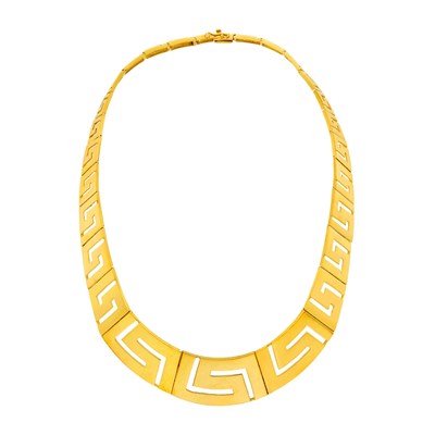 Lot 1017 - Gold Key-Fret Necklace