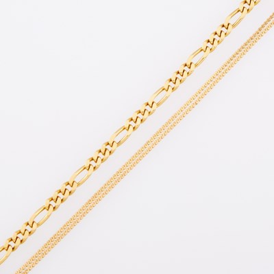Lot 1251 - Two Gold Chain Bracelets