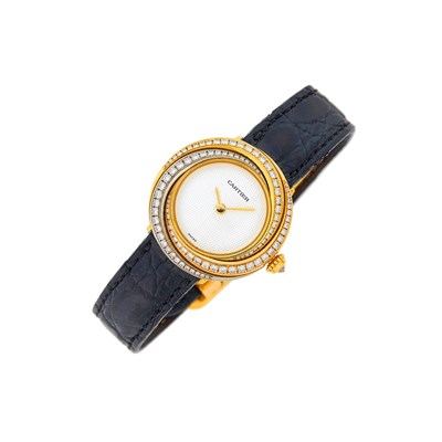 Lot 38 - Cartier Tricolor Gold and Diamond 'Trinity' Wristwatch, Ref. 2357