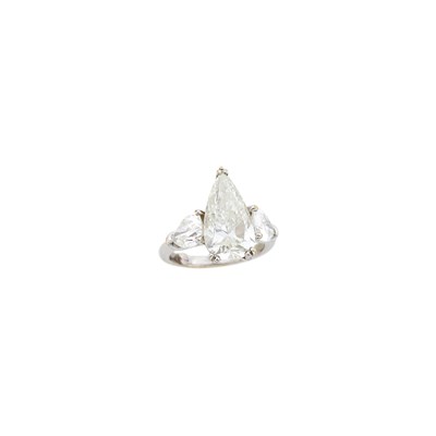 Lot 67 - White Gold, Laser-Drilled Diamond and Diamond Ring
