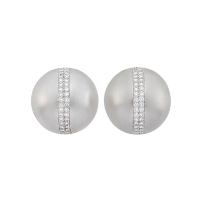 Lot 37 - Verdura Pair of White Gold and Diamond Dome Earclips