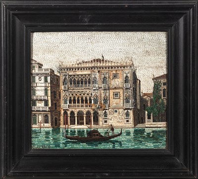 Lot 271 - Italian Grand Tour Micromosaic Panel of the Ca d'Oro, Venice, Grand Canal by E. Cerato