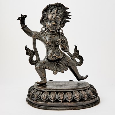 Lot 716 - A Nepalese Bronze Figure of Mahakala