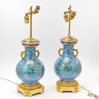 Lot 565 - A Pair of Chinese Cloisonne Enamel Vases