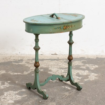 Lot 229 - Blue and Floral Painted Work Table