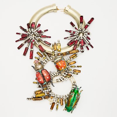 Lot 1004 - Glass, Rhinestone and Metal Statement Costume Necklace