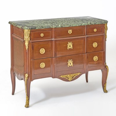 Lot 334 - Louis XV/XVI Transitional Gilt-Bronze-Mounted Mahogany Commode