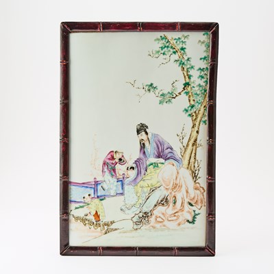Lot 296 - A Chinese Enameled Porcelain Plaque