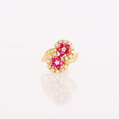 Lot 1058 - Gold, Ruby and Diamond Floret Ring