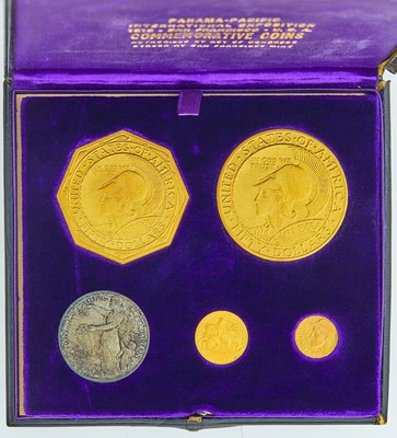 Lot 512 - United States 1915-S Panama-Pacific Five Piece Set in Presentation Case