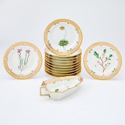 Lot 687 - Set of Twelve Royal Copenhagen Flora Danica Porcelain Bread and Butter Plates