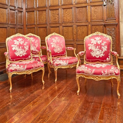 Lot 341 - Set of Four Louis XV Giltwood Fauteuils a La Reine