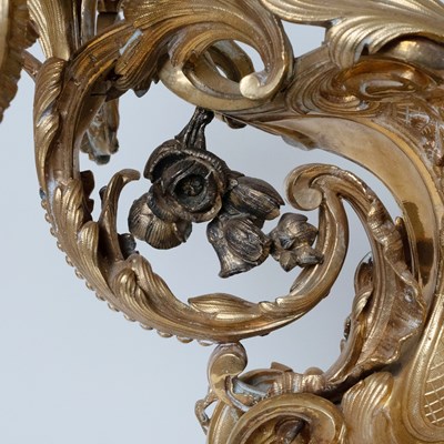 Lot 60 - Monumental Louis XV Style Gilt and Patinated Bronze Figural Centerpiece