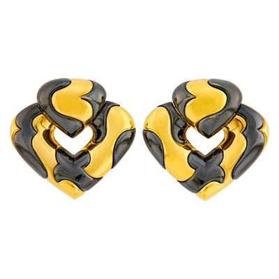Lot 88 - Marina B Pair of Gold and Blackened Gold 'Pardy & Pardy' Earclips