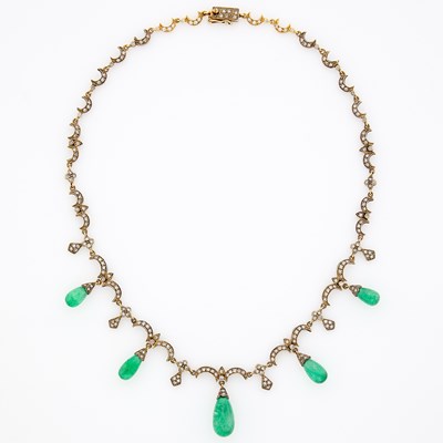 Lot 1119 - Gold, Emerald and Diamond Necklace