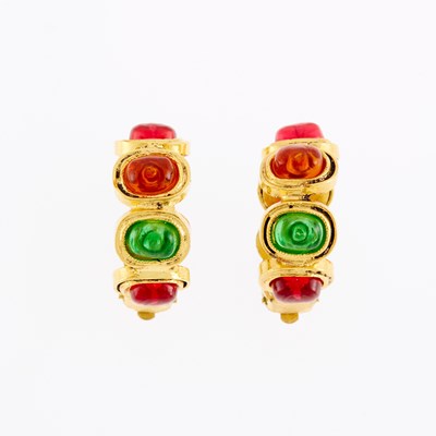 Lot 1308 - Chanel Pair of Gripoix Glass Hoop Earclips