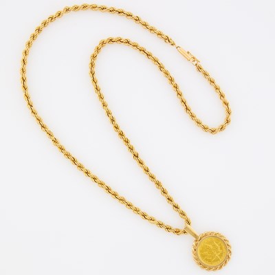 Lot 1151 - Gold and Canadian Gold Coin Pendant with Chain Necklace