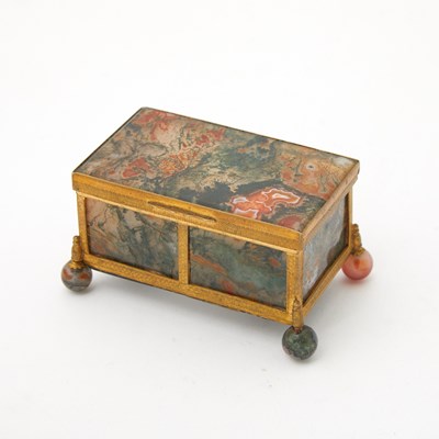 Lot 505 - Continental Gilt-Metal Mounted Moss Agate Covered Box