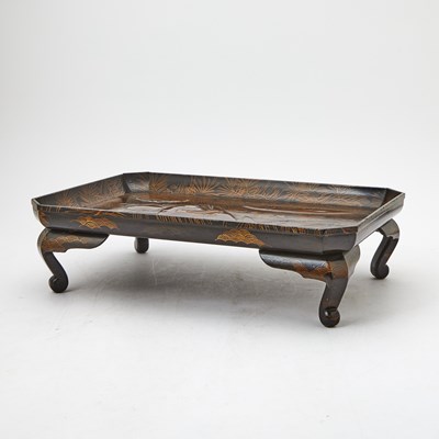 Lot 748 - A Japanese Parcel Gilt Lacquer Footed Tray