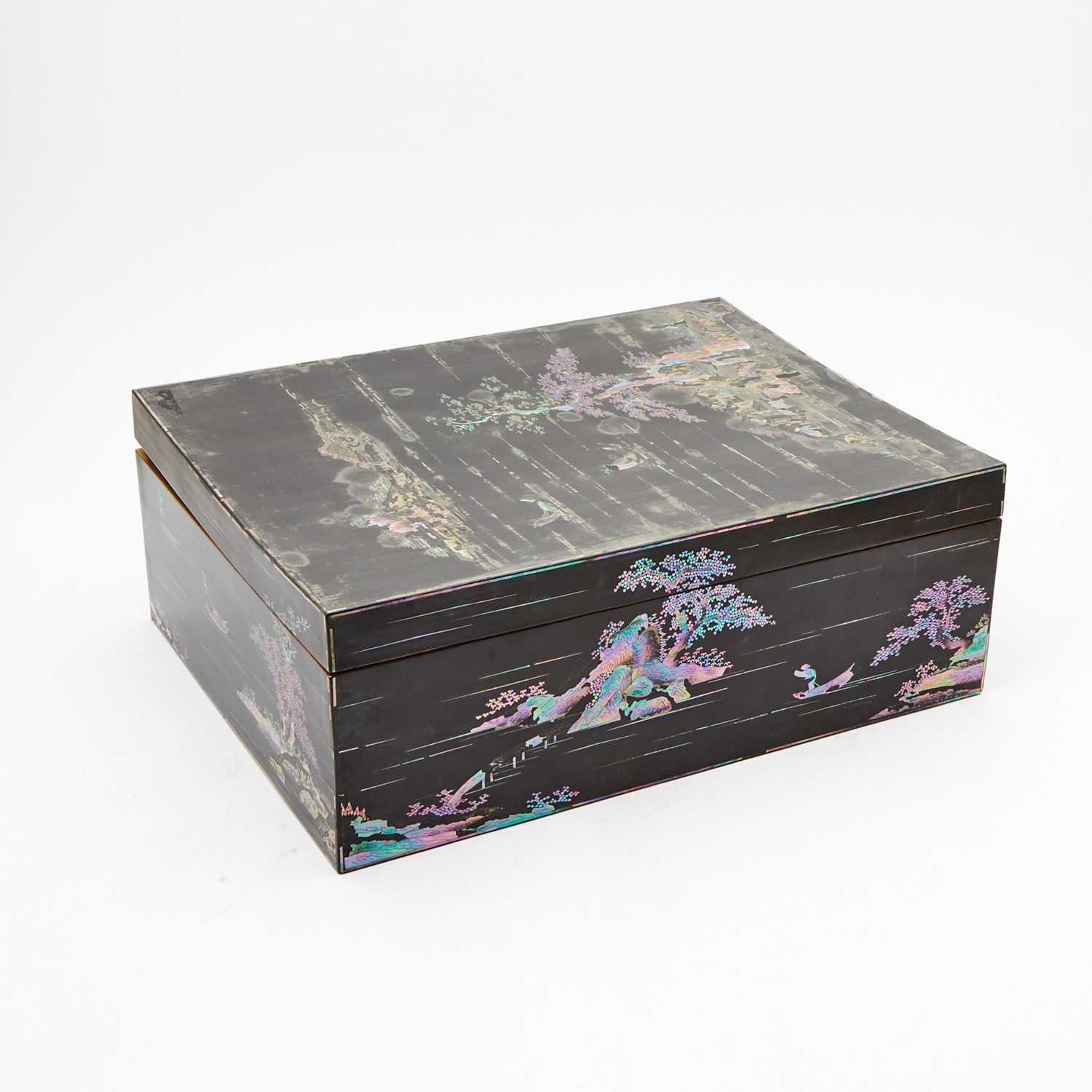 Lot 85 - Large Japanese Ryukyu Style Shell Inlaid Lacquer Box