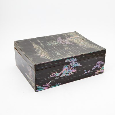 Lot 746 - A Large Japanese Ryukyu Style Shell Inlaid Lacquer Box