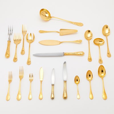 Lot 654 - Extensive Christofle Gilt Silver Plated 'Marley' Pattern Flatware Service
