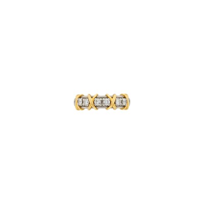 Lot 37 - Tiffany & Co, Schlumberger Platinum, Gold and Diamond 'Sixteen Stone' Band Ring