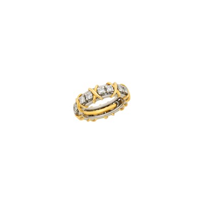 Lot 37 - Tiffany & Co, Schlumberger Platinum, Gold and Diamond 'Sixteen Stone' Band Ring