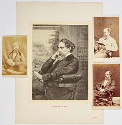 Lot 130 - Three cartes des visite of Charles Dickens