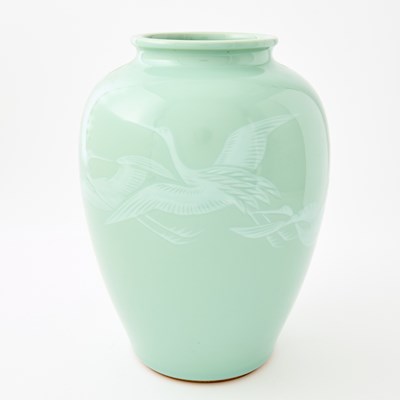 Lot 804 - A Japanese Celadon Glazed Porcelain Vase