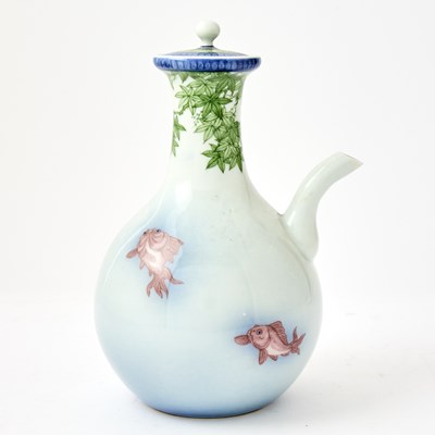 Lot 801 - A Kozan-Style Japanese Enameled Porcelain Ewer and Cover