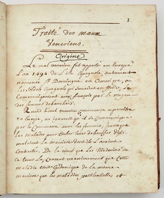 Lot 98 - 18th century French manuscript on venereal diseases