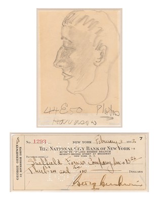 Lot 648 - A pencil drawing by George Gershwin, together with a signed check