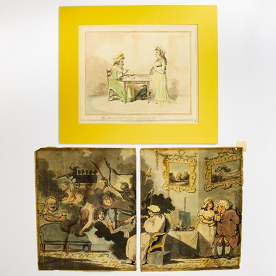 Lot 294 - A satirical print by Gillray, with two others in the style of Rowlandson