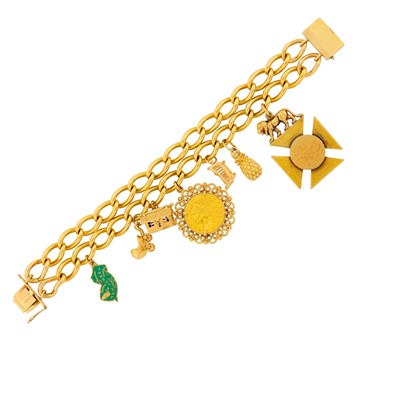 Lot 106 - Double Strand Gold Charm Bracelet