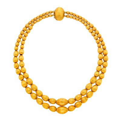 Lot 128 - Double Strand Gold Bead Necklace